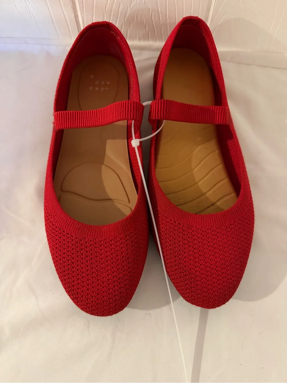 a new day Red Knit Mary Jane Flats with Strap